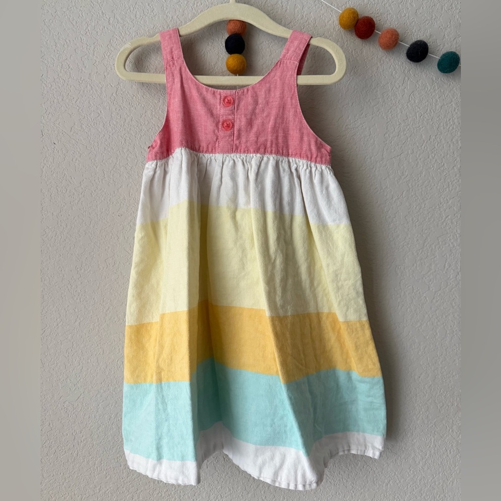 Gymboree linen blend Pink and Yellow Striped Dress